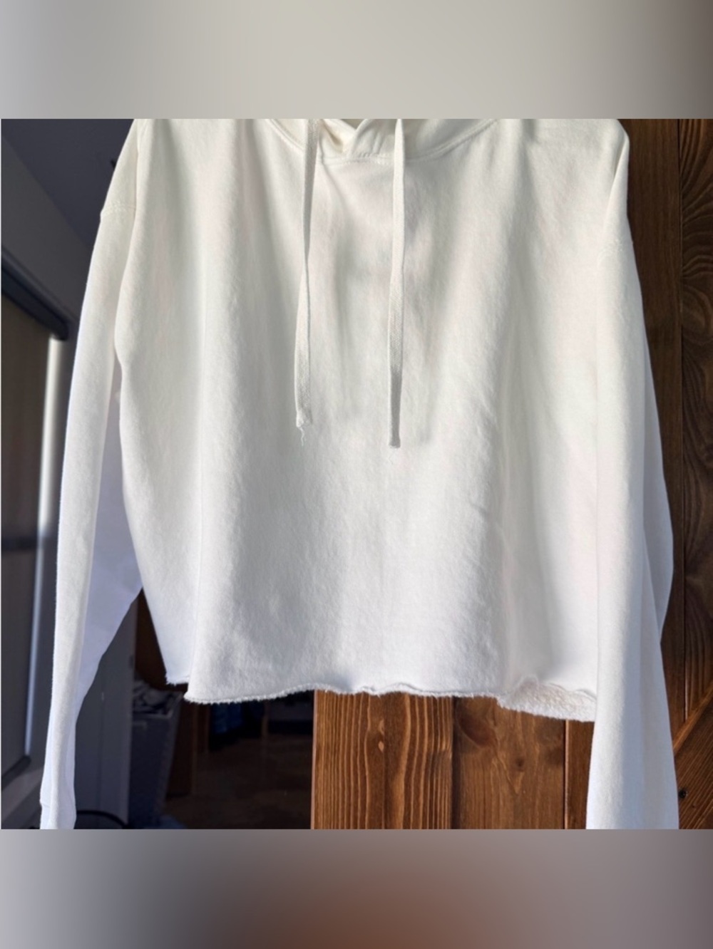 White Cropped Hoodie
